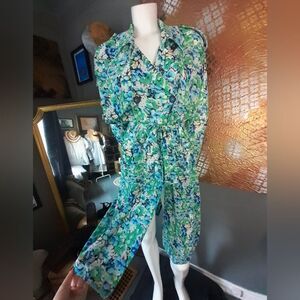 Semi Sheer Floral Mid Length Trench Coat